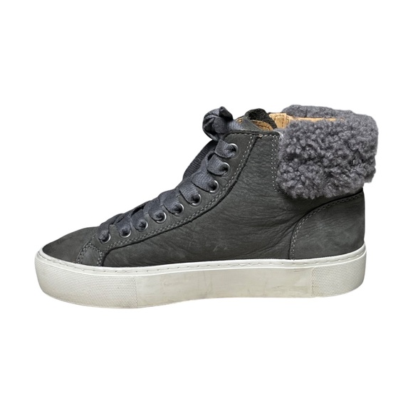 UGG Briena Mid Top Leather Sneaker Boots Shoes Zip Lace Up Gray Women's Size 7 - Picture 5 of 11